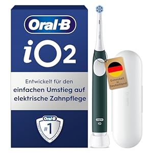 Oral-B iO Series 2 Elektrische Zahnbürste/Electric Toothbrush, 1 Aufsteckbürste, 3 Putzmodi für Zahnpflege, Magnet-Technologie, Reise-Etui, Designed by Braun, Forest Green