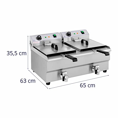 Royal Catering Elektro-Doppel-Fritteuse Edelstahl Doppel-Fritteuse (2 x 3200 W, Kapazität: 2 x 13 l, Temperaturbereich: 50-200 °C, Kaltzone, mit Ablasshähnen) – Bild 7