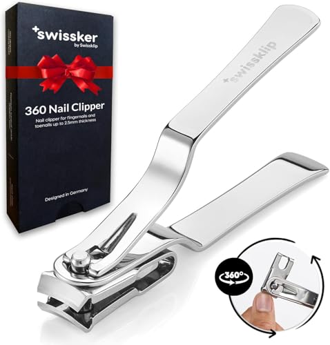 Swissker by Swissklip Nail Clippers for Men & Women | Finger Nail Clippers for Adult with 360 Degree...