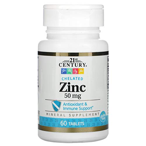 21st Century Zinc Chelated 50 mg 60 Tablets