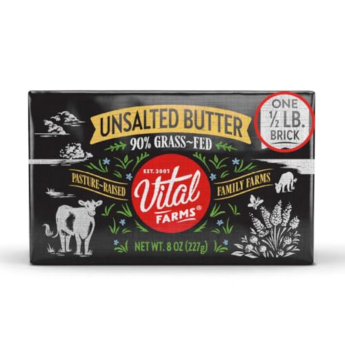 Vital Farms Butter Grass Fed Unsalted Brick, 8 Ounce