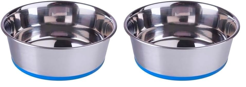 Image of Pets Empire Dog Bowl with Silicone Base - Color May Vary (1 Piece) Steel Bowl (2800 ML) (Pack of 2)