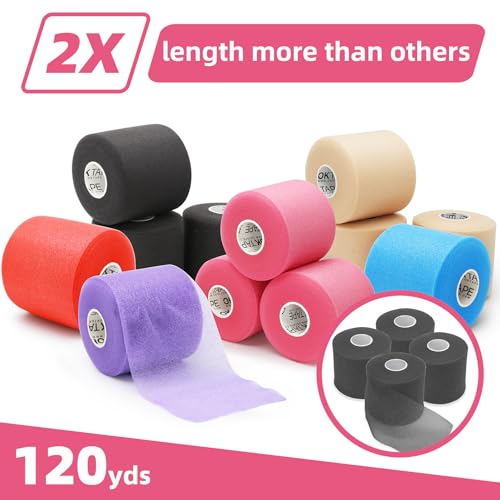 Image of OK TAPE Pre Wrap Tape (4-Rolls, 120 Yards) - Athletic Foam Underwrap for Sports, Protect for Ankles Wrists Hands and Knees, 2.75 Inches - Pink