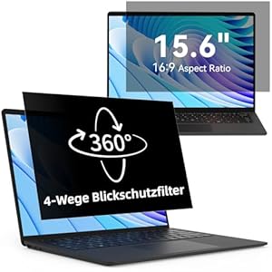 Protescreen 360° Laptop Blickschutzfliter 15.6 Zoll, Anti Blaulicht Blendschutz Displayschutz, Sichtschutz Seitenverhältnis 16:9, 4 Wege Sichtschutzfilter für Lenovo/HP/Dell/Acer/Samsung...