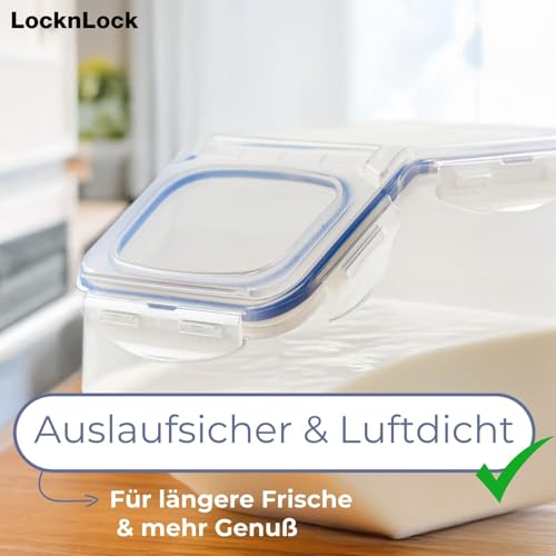 LocknLock PP Classic Küchen Caddy mit Klappdeckel | inkl. Dosierbecher | 12L | 35 x 23 x 27 cm | 100 % luftdicht-& auslaufsichere Schüttdose | Luftdichte Aufbewahrungsbox für Lebensmittel