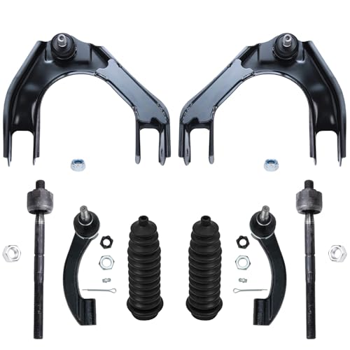 Image of Detroit Axle - 8pc Front End Kit for Chrysler Sebring Cirrus Dodge Stratus Plymouth Breeze, Passenger and Driver Side 2 Upper Control Arms with Ball Joint 4 Outer Inner Tie Rods 2 Boots Replacement