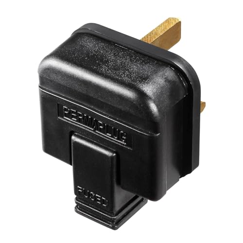 Heavy-Duty Plug 3-Pin UK 13A (Black)– Durable Rubber Plug for Home, Commercial & Industrial Use – Tough Replacement Plug for Power Tools, Appliances & Extension Leads,3-Pin Black Plug (1)