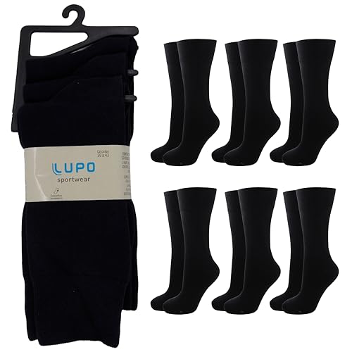 LUPO Kit 6 Pares Meia Social Cano Longo Casual Punho Ultra Soft Algodão Confortável Masculino, 6 Pre