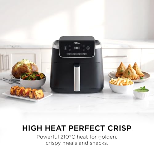 Image of Ninja Air Fryer, 4.7L Capacity, 1750W High-Power Motor, AirCrisp Technology, 4 Cooking Functions - Air Fry, Roast, Bake & Reheat, Non-Stick Drawer & Crisper Plate, AF140IN Black