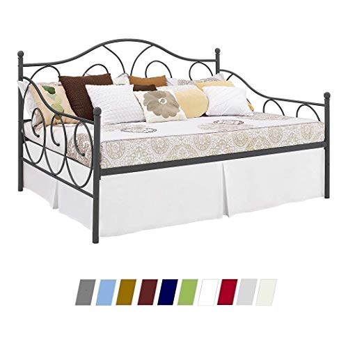 Pleated Bed Skirt with Split Corners for Daybeds, Three Side Coverage - Easy