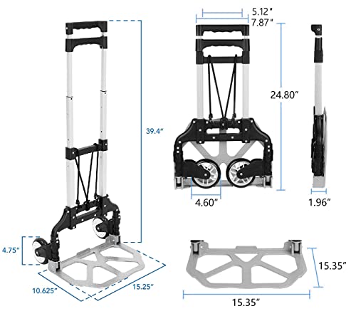 Image of Welbuilt 75 Kg Portable Aluminium Hand Truck | Foldable Push & Pull Dolly Cart with Folding Wheels, Telescoping Handle Ideal for Home, Office & Industrial Use | 1 Year Warranty | (75 KG)