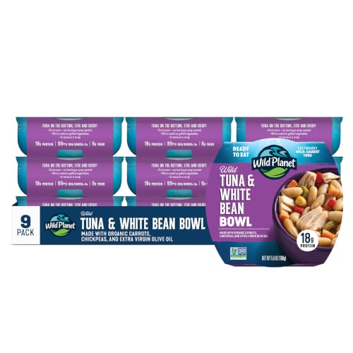 Wild Planet Ready-To-Eat Wild Tuna White Bean Salad, 5.6 Oz, Pack of 9