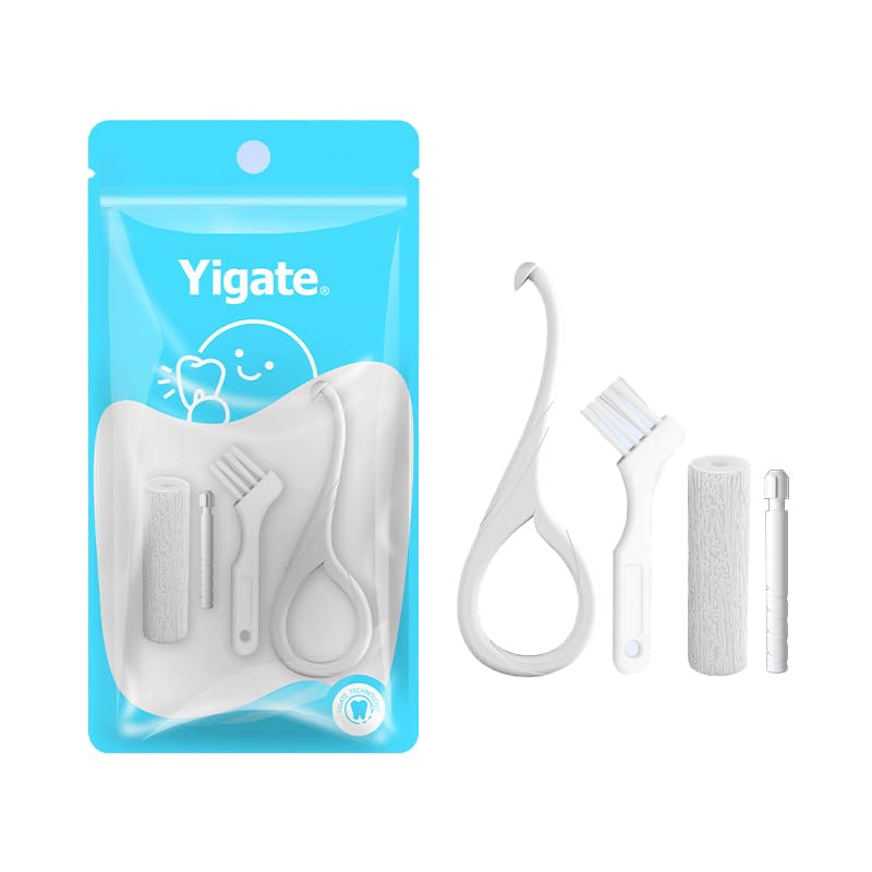 Inralimot 4-in-1 Aligner Remover Tool Set - Remover, Biteable Silicone Pad, Silicone Handle Grip & Cleaning Brush - For Retainers, Braces, Dental Guards - Food Grade Material & Easy Operation