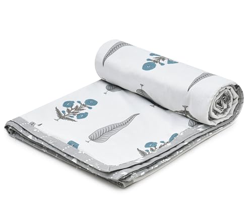 Image of Amazon Brand - Umi AC Dohar Blanket for Single Bed | 100% Cotton 160 TC | Soft Lightweight Three Layer Quilt | 57x87 Inches | Beautiful Elegant Design