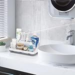 Marble Bathroom Countertop Organizer - Detachable 7 Slots Kids Electric Toothbrush and Toothpaste Holde Drainage for Bathroom Accessories Organization Counter Vanity Storage, Grey - Image 5