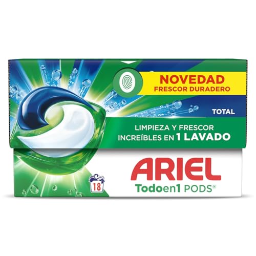 Ariel Detergente máquina cápsulas all in 1 total, caja 18 lavados