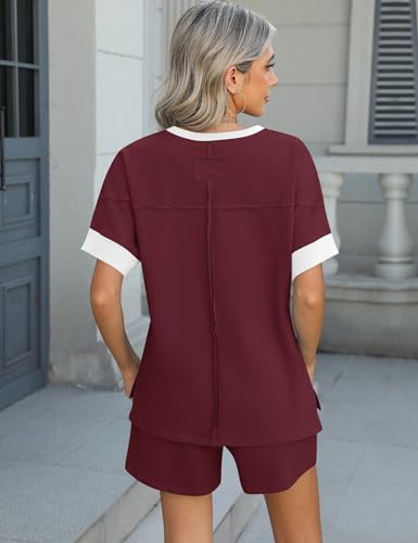 Rapbin Comfy Summer Sets with Pockets Loose Fit Color Block Design Matching 2 Piece Sets with Drawstring Waist2