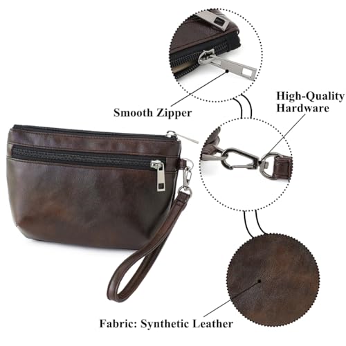 Image of Small Wristlet Wallets for Women, Zip Clutch Bag with Wristlet Pouch, 3-Zipper Original Design