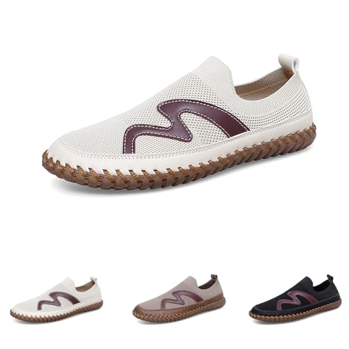 Men's Genuine Leather Loafer Shoes Slip on Soft Walking Shoes Perforated Driving Shoes, Lightweight and Breathable
