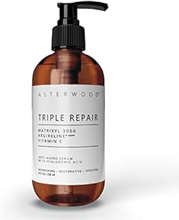 Asterwood Triple Repair Matrixyl 3000 + Argireline + Hyaluronic Acid + Organic Vitamin C Serum for Face; Anti-Aging Face Serum, Anti-Wrinkle Serum, Facial Skin Serum Skin Care Products, 237ml/8 oz