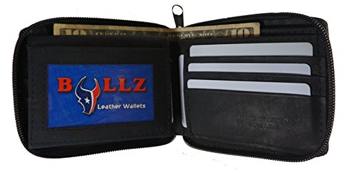 Mens Zip Around Bifold Wallet Safe By Bullz Wallet Secure Zipper Genuine Leather2