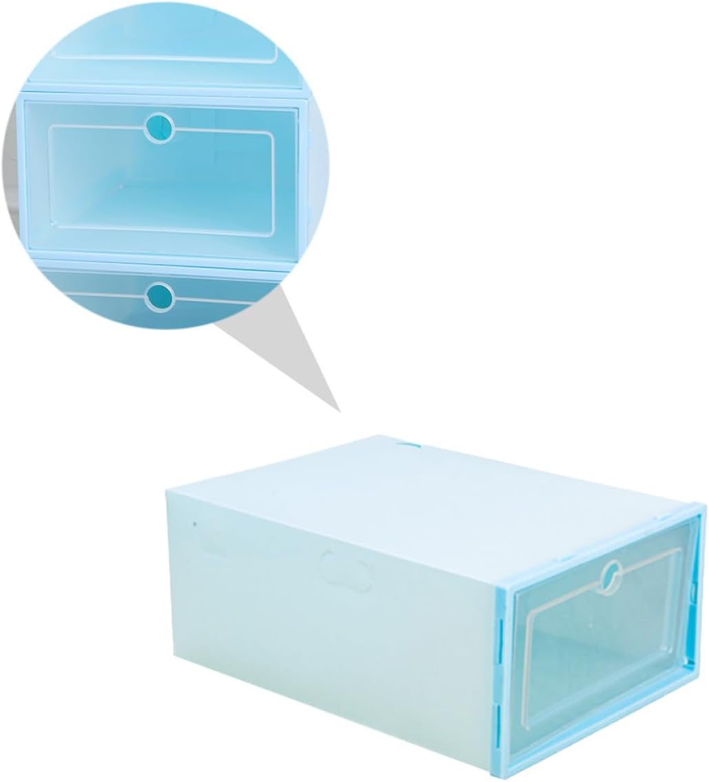 Stackable Plastic Shoe Boxes for Men 33x24x14cm Dustproof Drawer Organizer, Space-saving Shoe Storage Container 6pcs for Closet and Home Use