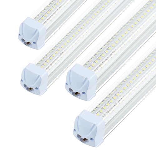 Dzkafycm T8 LED Shop Lights, 4 Pack Garage Light 4FT 60W 9600LM 6500K, Work Lights Ceiling LED, Linkable Lighting, Plug & Play Energy-Saving for Workshop Warehouse Basement Bedroom(2-V6-4FT-4PCS)