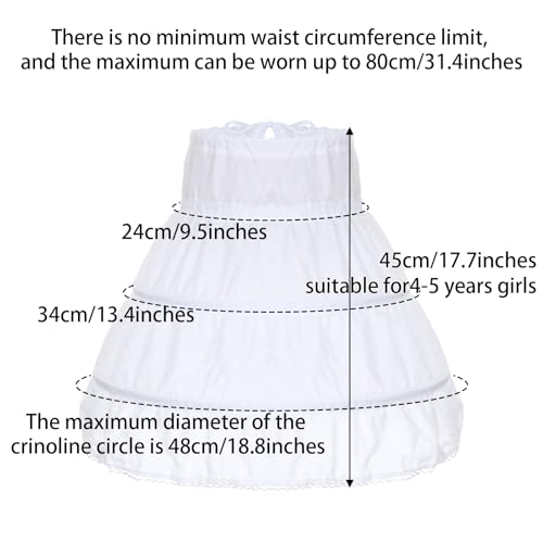 baotongle Girls Petticoat Underskirt with 3 Hoops Full Slip Girls Petticoat Crinoline Skirt for Party Daily Dress4