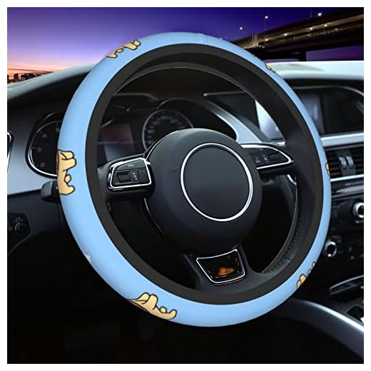 Sunzhenyu Söt labrador retriever valp tecknad rattskydd, halkskydd luktfritt skydd universal för bil lastbil SUV Jeep (38 cm)