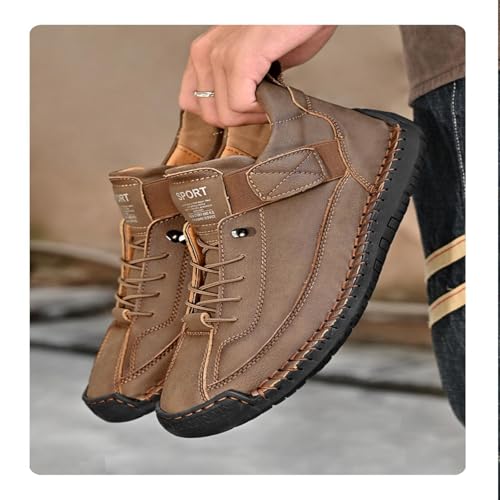 Men's Casual Slip on Shoes Men's Slip on Shoes Casual Men's Casual Leather Ankle Boots Slip on Mid-top Walking Loafers3