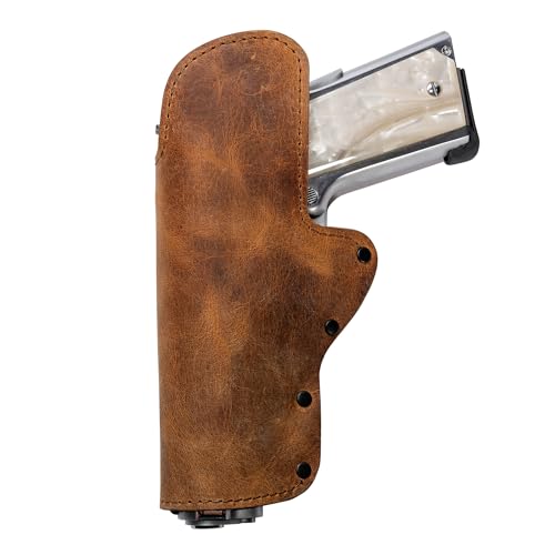 Buffalo Leather Gun Holster IWB Concealed Most 1911 Style Handguns - Kimber - Colt - S & W - Remington - Ruger & More - Made in USA (Crazy Horse, Inside The Waistband - Right Side)