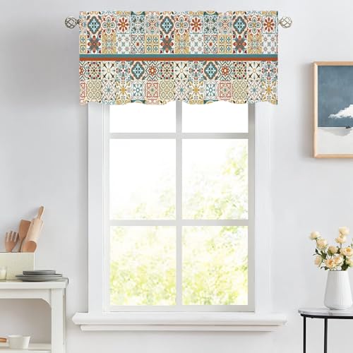 Cortina de bistró multicolor para ventanas pequeñas de cocina y comedor 5