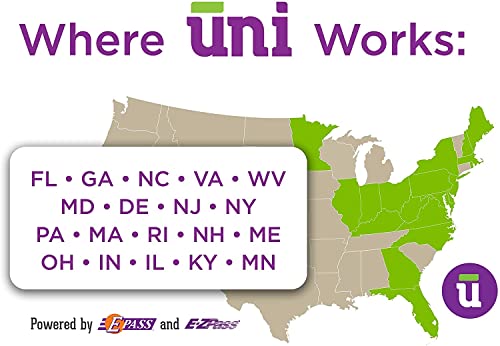 Uni 19-State Portable Toll Pass, Blends Into Windshield (Black) #TOP1