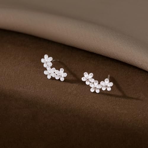 SLUYNZ Solid 925 Sterling Silver Flower Earrings Stud for Women Teens Small Floral Stud Earrings4
