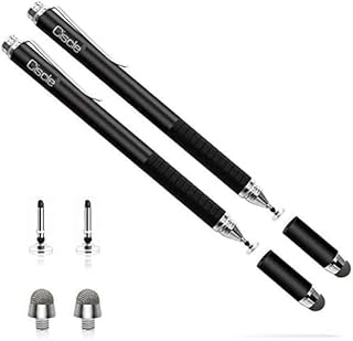 Ciscle Stylus Pen Touch Disc 2 Tip 1 Fiber Tip Pen 2 in 1 Universal Action Capacitive Touch Screen Stylus Compatible with Samsung, iPhone, iPad (Black+Black)