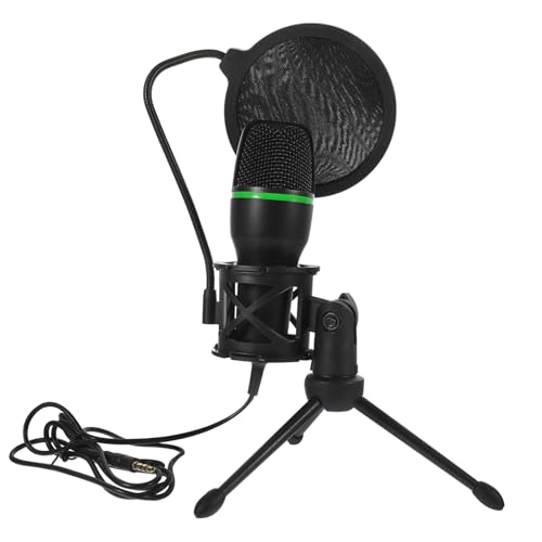 HYTROVE Micrófono de Condensador USB para Juegos en Color Negro, Kit de Micrófono de Mesa Reducción de Ruido y Soporte Estable, Adecuado para Pc, Streaming y Grabación Profesional