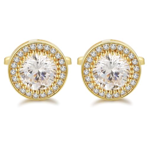 Crystal Cufflinks for Men CZ Cuff Links Sparkle Diamond Gold Ornate Cufflinks for Wedding Groom Best Man4