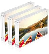 ADColor 3 Pack Acrylic Picture Frame 5inch Magnetic Mini Picture Frames-Double Sided, Clear Full ...