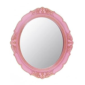 Decorative Mirror Vintage Mirror Hanging Mirror 14.8 x 13.1 inchs Oval Mirror Pink