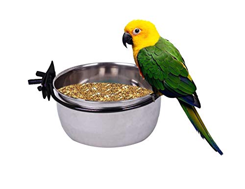 Image of Pets Empire Best Stainless Steel Birds Coop Cup Feeder Bowl (850ML, COOP Cup CLAMP Holder)