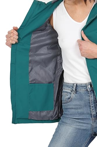 Blu Apparel Wasserdichte Regenjacke mit Kapuze für Damen (20, Blaugrün)