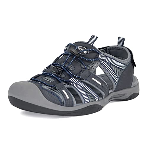 GRITION Wandersandalen für Herren mit geschlossener Zehenpartie, Fischer-Sommer-Walking-Sandale, leicht, verstellbar, für Strand, Trekking, Outdoor, Wasser, Sport, Grey 43 Cover