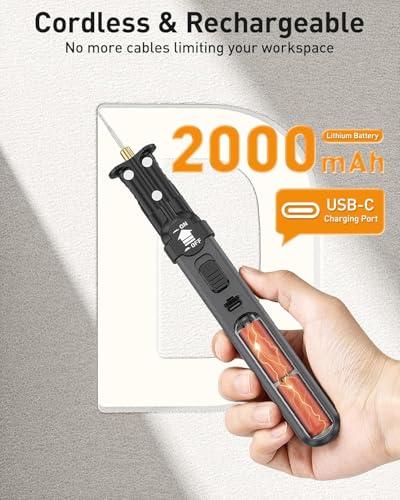 Upgraded Portable Cordless Hot Wire Foam Cutter Pen, 6 in 1 Styrofoam Cutter, LED Light, 32.8ft Replacement Hot Wire, USB-C Charging, Foam Cutter Tool for Small Project, Styrofoam Carving, Crafting - Image 5