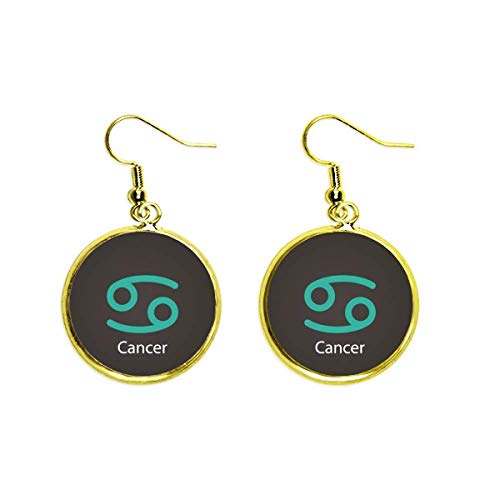 Pendientes de cáncer en tono dorado con gota para mujer nacida en junio y julio