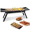 Portable Charcoal Grill with Side Table– Foldable Tabletop BBQ Grill for Outdoor Cooking, Camping, Picnics & Travel | Compact & Lightweight| Smoky Flavor & Easy to Clean