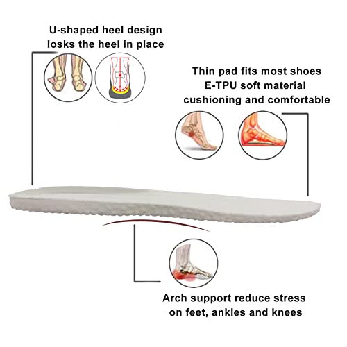 Aomiduo Memory Foam Insoles for Men and Women Cushioned Shoe Insoles for Running Shoes Trainers Work Boots and Walking Shoes, Shock Absorbing Foot Pain Relief Comfort Inner Soles