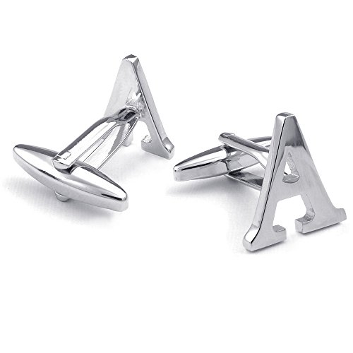 HONEY BEAR Bouton De Manchette Alphabet Homme Chemise Poignet Col en Acier Inoxydable Mariage Cadeau (A)