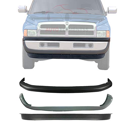 Front Bumper Upper & Lower Cover + Valance Plasic For 1994-2001 Dodge Ram 1500/1994-2002 Ram 2500 3500 Direct Replacement 55076614AC 55076610AB 55274811