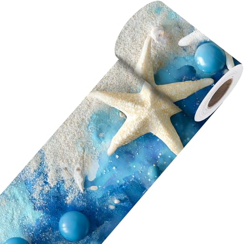 Image of Nuxovilar Ocean Shell Starfish Peel Stick Wall Border PVC 3.94x16.4'