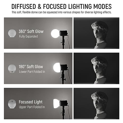 Image of NEEWER CRS6 Softbox Diffusion Dome with 3 Adapter Rings, Compatible with Godox V1 Z2PRO Z3R Round Head Flash and Square Speedlite Z880 and More, NEEWER Mount for Video Light MS60B MS60C MS150B